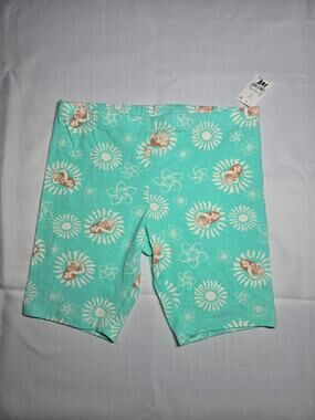 Moana 2 Girls Bike Shorts Disney Princess Floral Mint